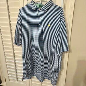 Masters, mens, XL, blue/white striped, Peter Millar, polo, GUC